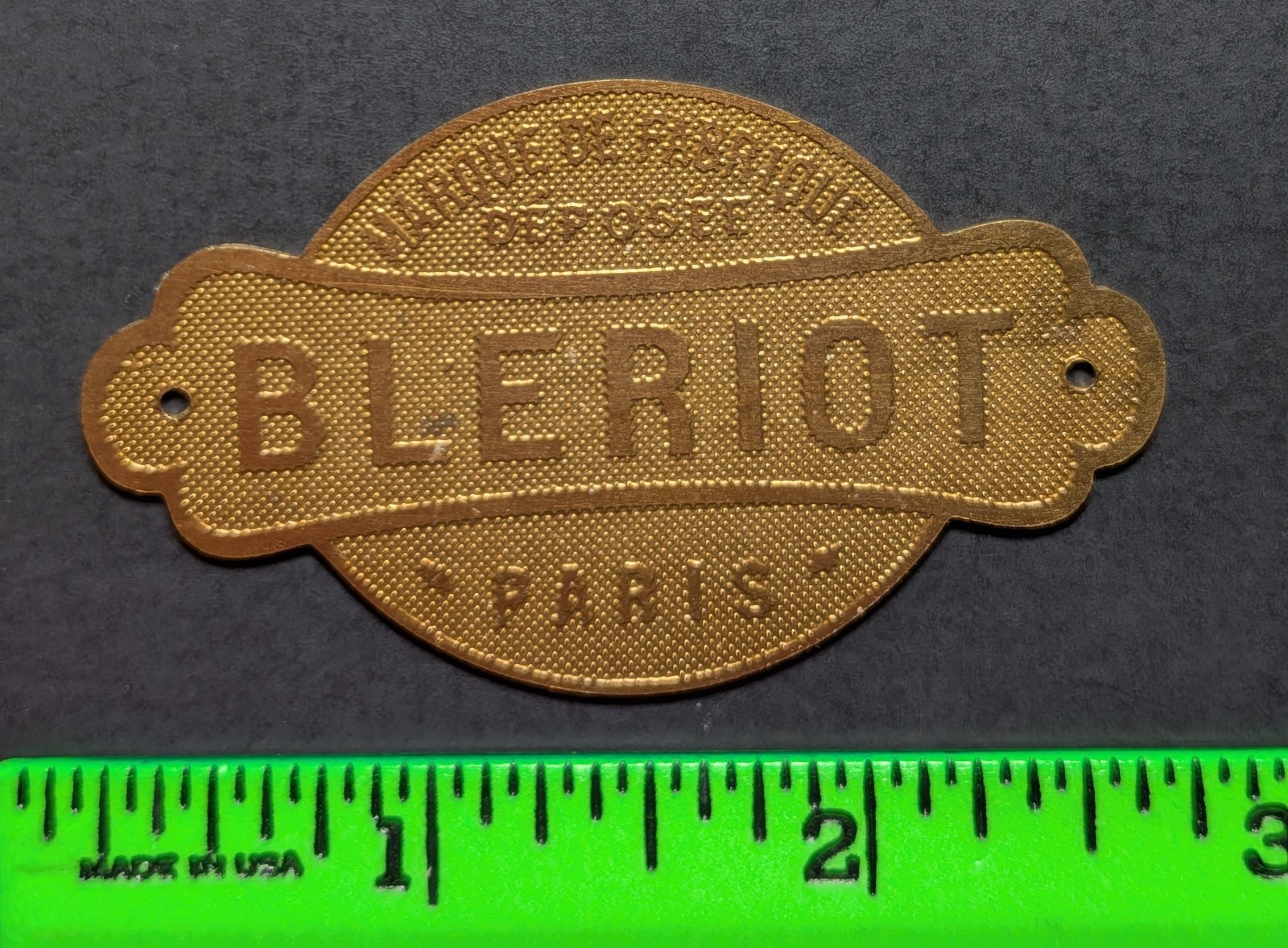 Vintage Bleriot Name Plate Aircraft or Auto Metal Badge