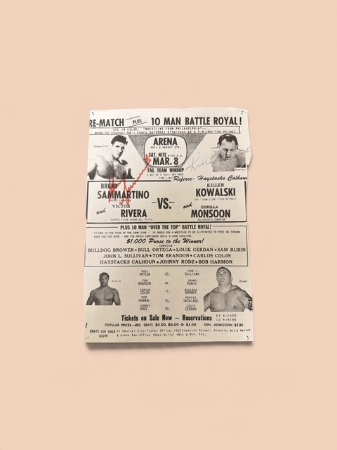 1969 Autographed World Wide Wrestling Federation Pro Wrestling Flyer 1969 Autographed World Wide Wrestling Federation Pro Wrestling Flyer