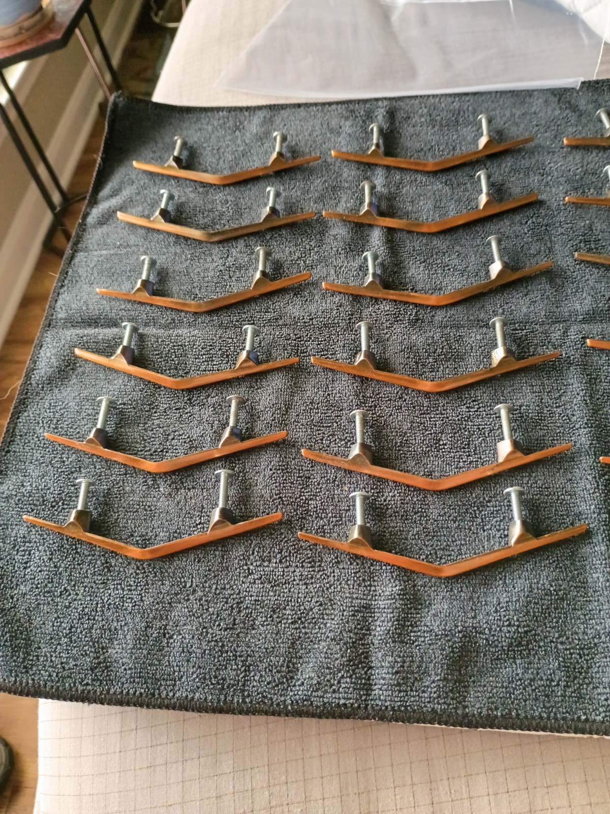 Vintage Nos Polished Copper Chevron Drawer Pulls Cabinet Door Handles Washington