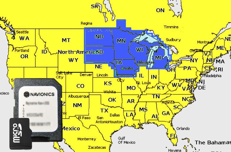 2026 Navionics+ Plus microSD+SD Chart Card Maps U.S. North Lakes,Rivers,Coastals