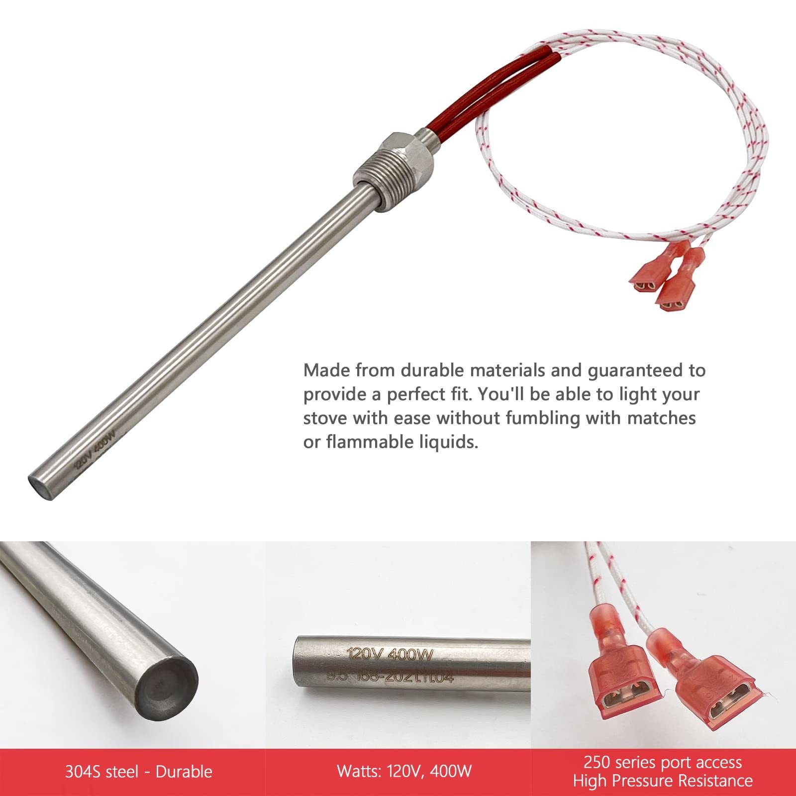 Pellet Stove Threaded Igniter, Ignitor Hot Rod, 12140213, 12150213,H8127E3UR