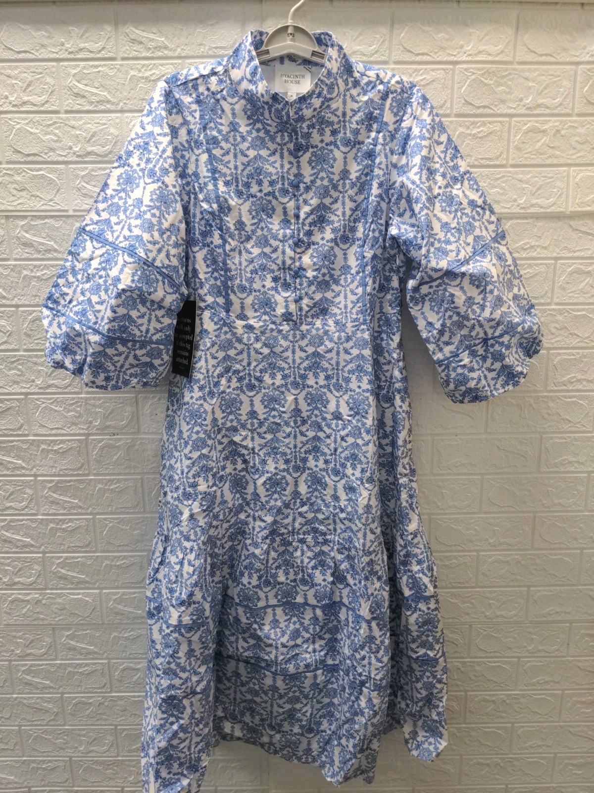 New Hyacinth House Ruffle Collared Tiered Midi Dress Blue Sz M New Hyacinth House Ruffle Collared Tiered Midi Dress Blue Sz M
