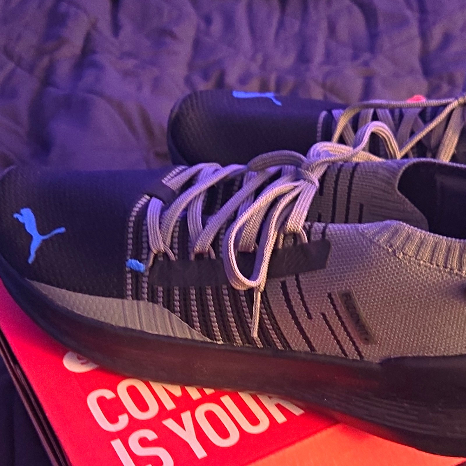PUMA Softride Symmetry Fuzion Men’s Low Top Lace Up Sneaker Black/Gray