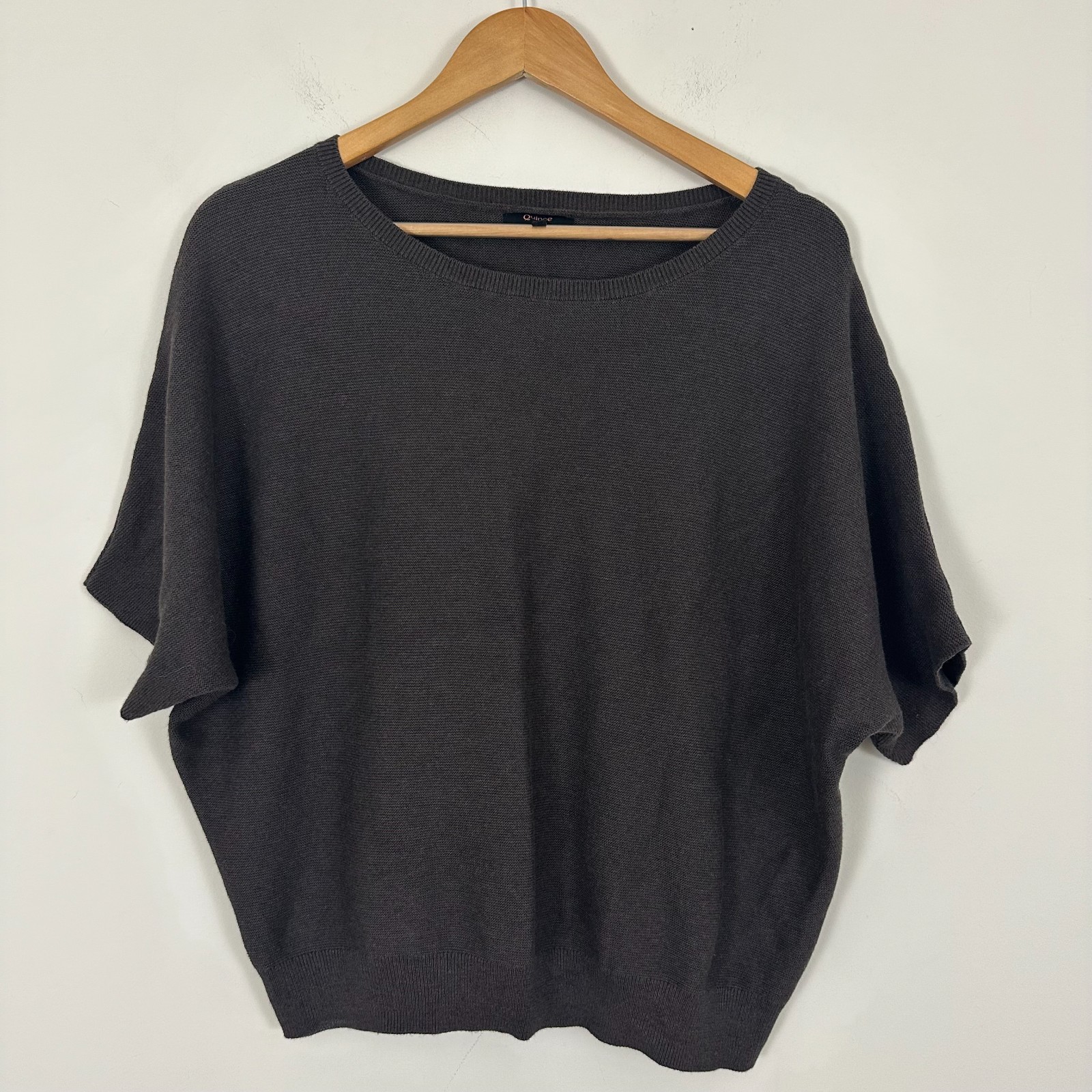 Quince Sweater Brown Cotton Cashmere Link-Stitch Dolman Sleeve Womens Large Quince Sweater Brown Cotton Cashmere Link-Stitch Dolman Sleeve Womens Large