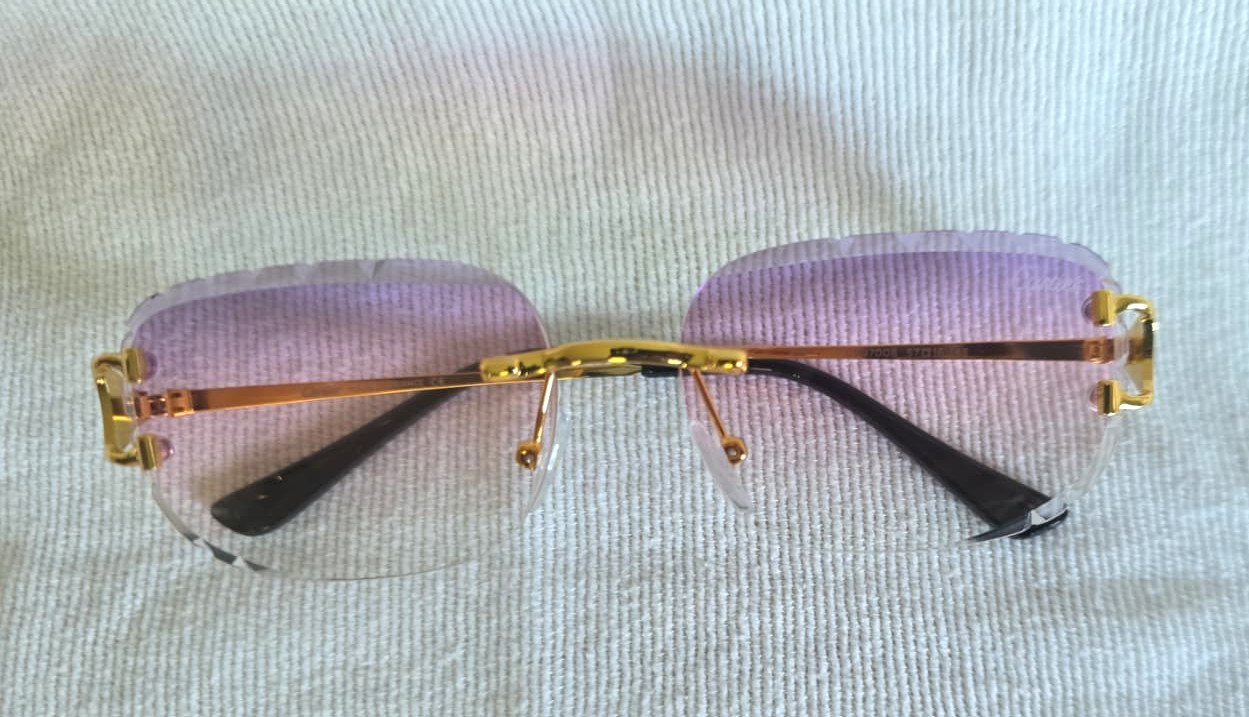 Cartier Big C Diamond Cut pink Fade Frameless Lens Gold Frame