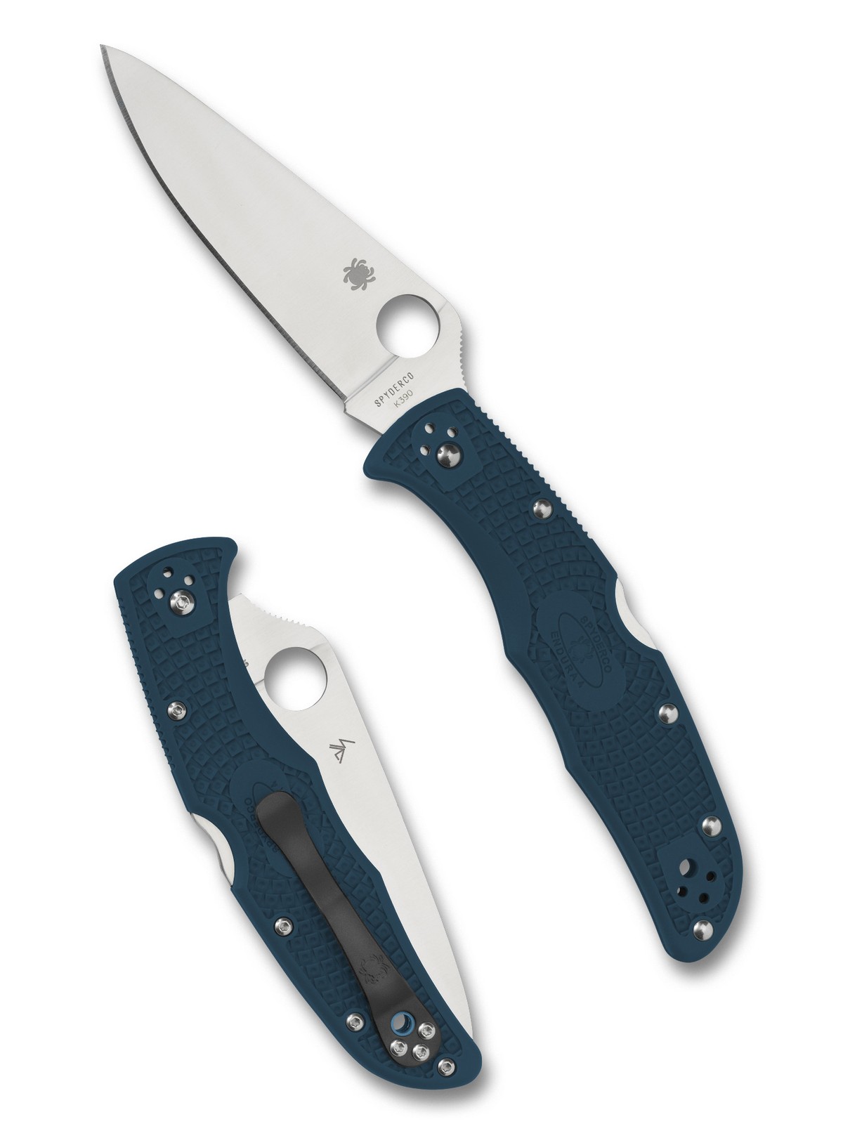 Spyderco Endura 4 Folding Knife Plain Edge K390 Blade Blue FRN Handle C10FPK390