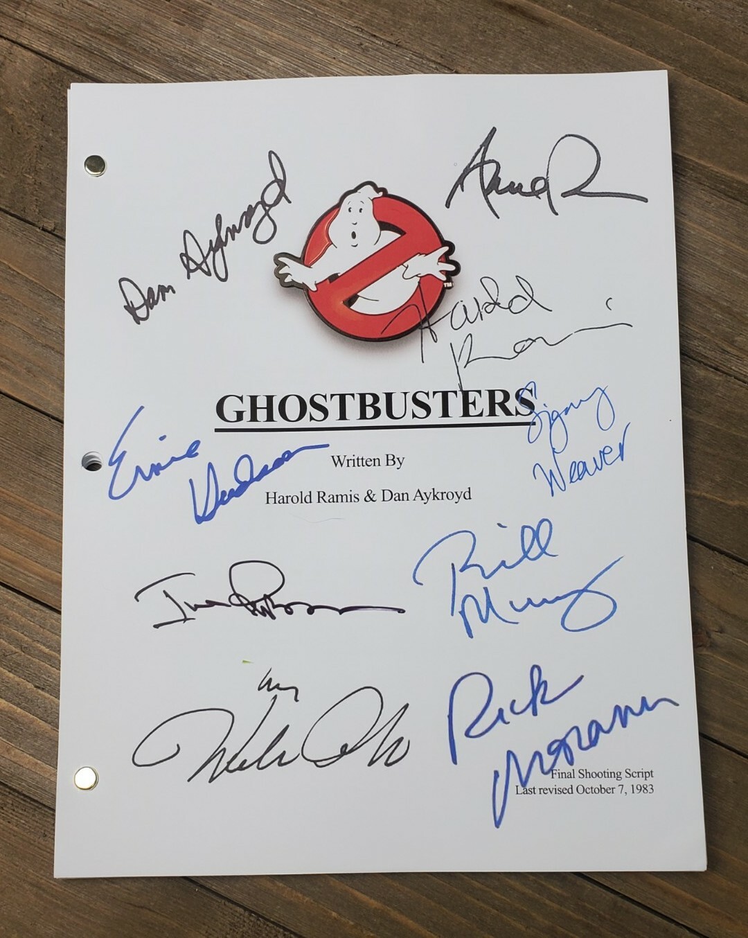 GHOSTBUSTERS (1984) Full CAST signed script Bill Murray Dan Aykroyd Sigourney