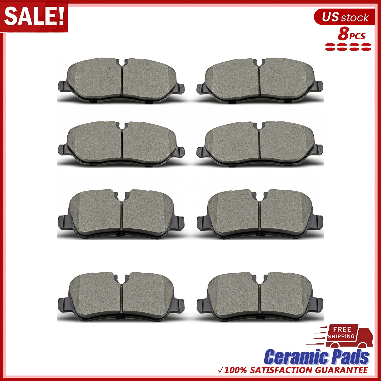 Front Rear Ceramic Disc Brake Pads for 2006 2007 2008 2009 LR3 Range Rover Sport