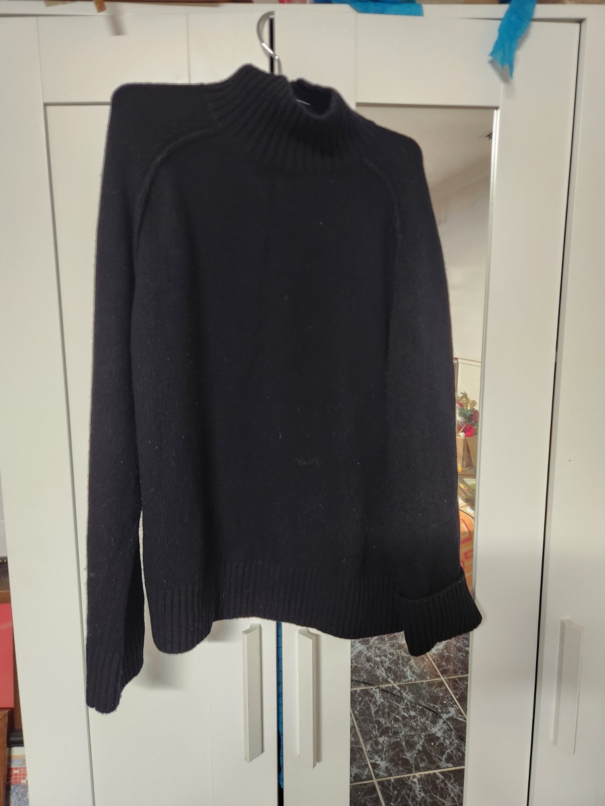 H&M Premium Selection Black Wool Cashmere Blend Mock Neck Sweater