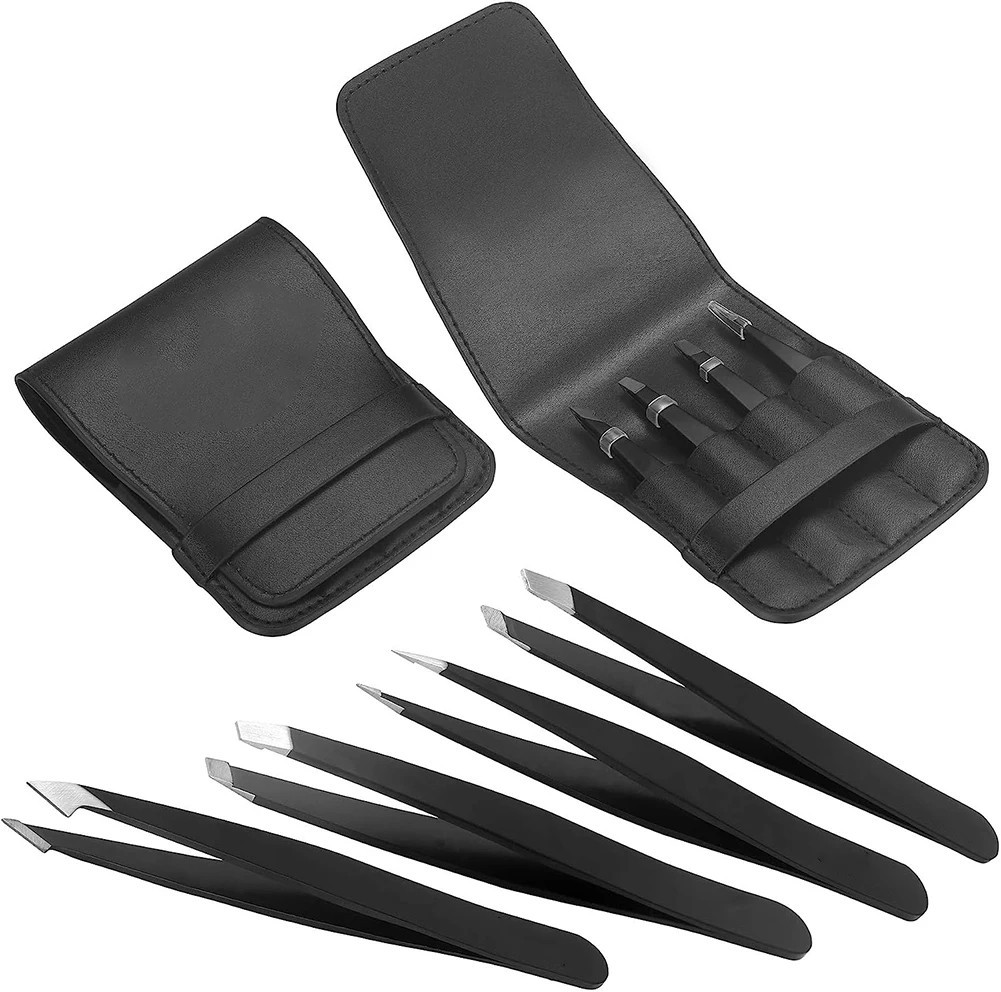 4PCS Professional Eyebrow Tweezers Set Precision Hair Removal Slant Point Tool