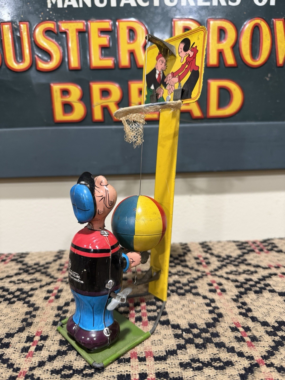 Vintage Rare Mechanical Popeye Linemar Marx Tin Wind Up Basketball Player Toy Vintage Rare Mechanical Popeye Linemar Marx Tin Wind Up Basketball Player Toy