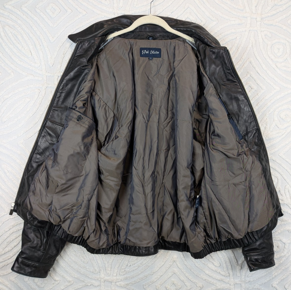 Vtg J Park Collection Bomber Jacket Lamb Leather Men\'s XXL Zip Black