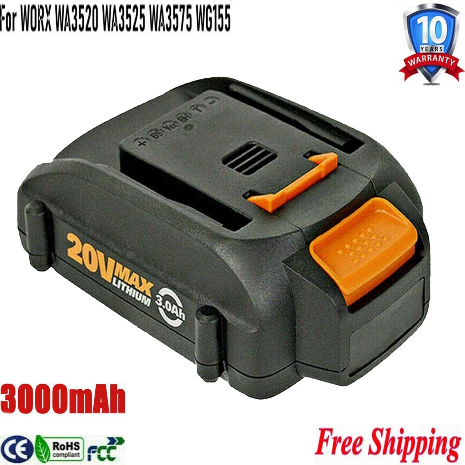 2/4Pack Max 20V For WORX WA3525 20V Max Lithium Battery 6.0Ah Power Tools WA3520