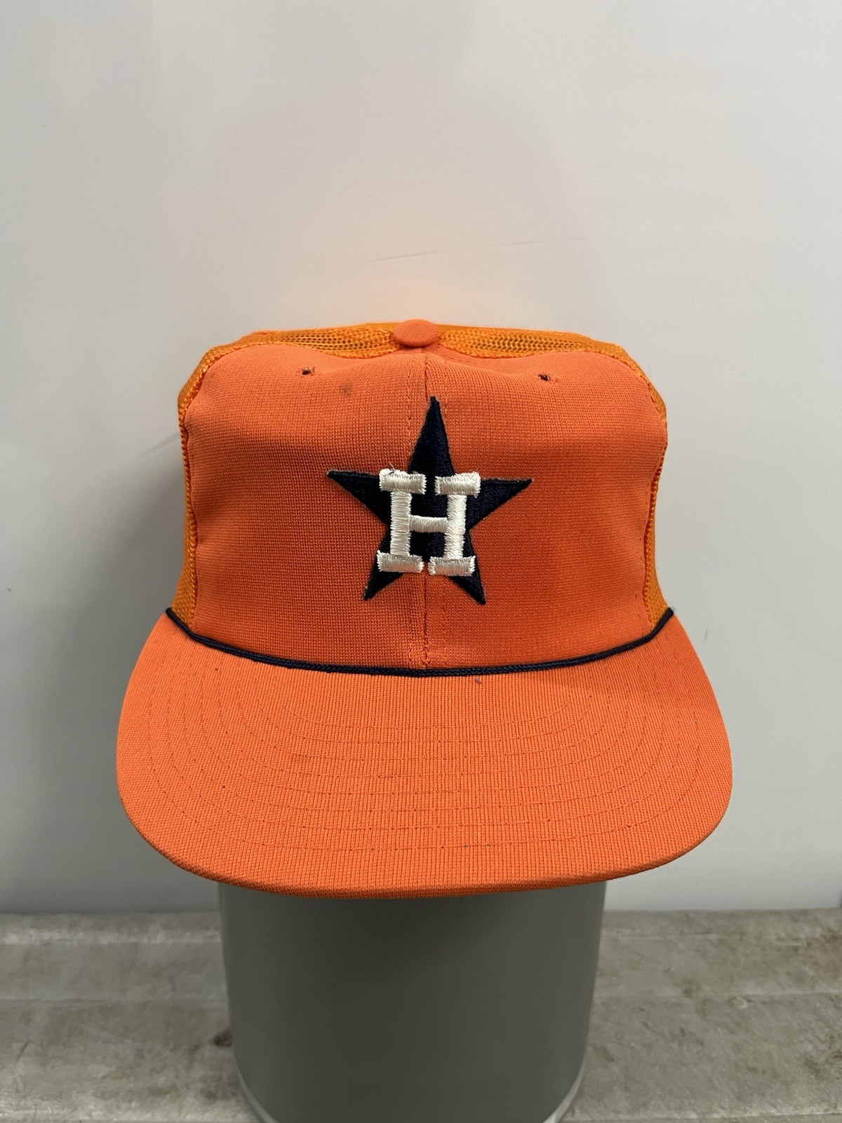 Vintage 80s Houston Astros Orange Hat Baseball Cap Snapback Young An MLB