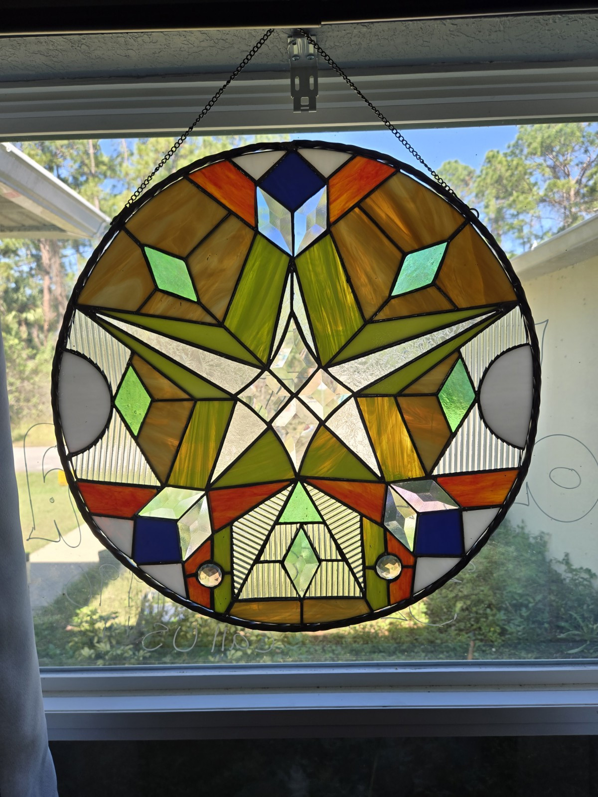 Handmade Stained Glass Made In USA Florida. Featuring Dichroic Accents Handmade Stained Glass Made In USA Florida. Featuring Dichroic Accents