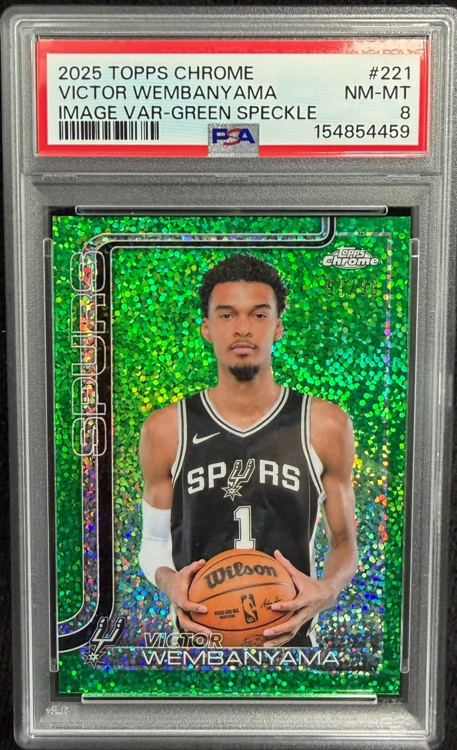 202526 Topps Chrome Image Variation Victor Wembanyama 221 Green Speckle /99 202526 Topps Chrome Image Variation Victor Wembanyama 221 Green Speckle /99