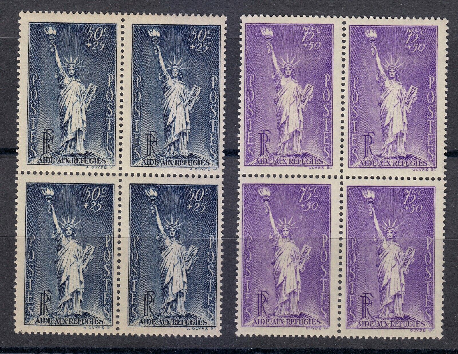 France 1936-37 MNH Mi 312/357 Sc B44-B45 Statue of Liberty. U.S.A. ** New York