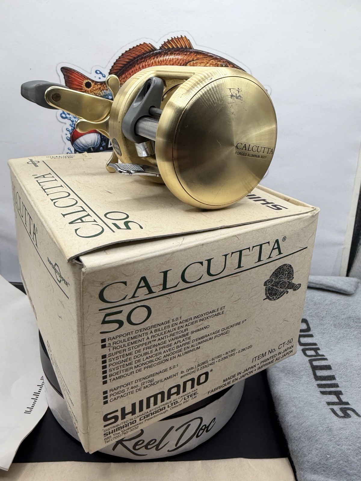 Shimano Calcutta 50 CT-50 Gold Baitcasting Reel Japan w/ Original Box & Papers Shimano Calcutta 50 CT-50 Gold Baitcasting Reel Japan w/ Original Box & Papers