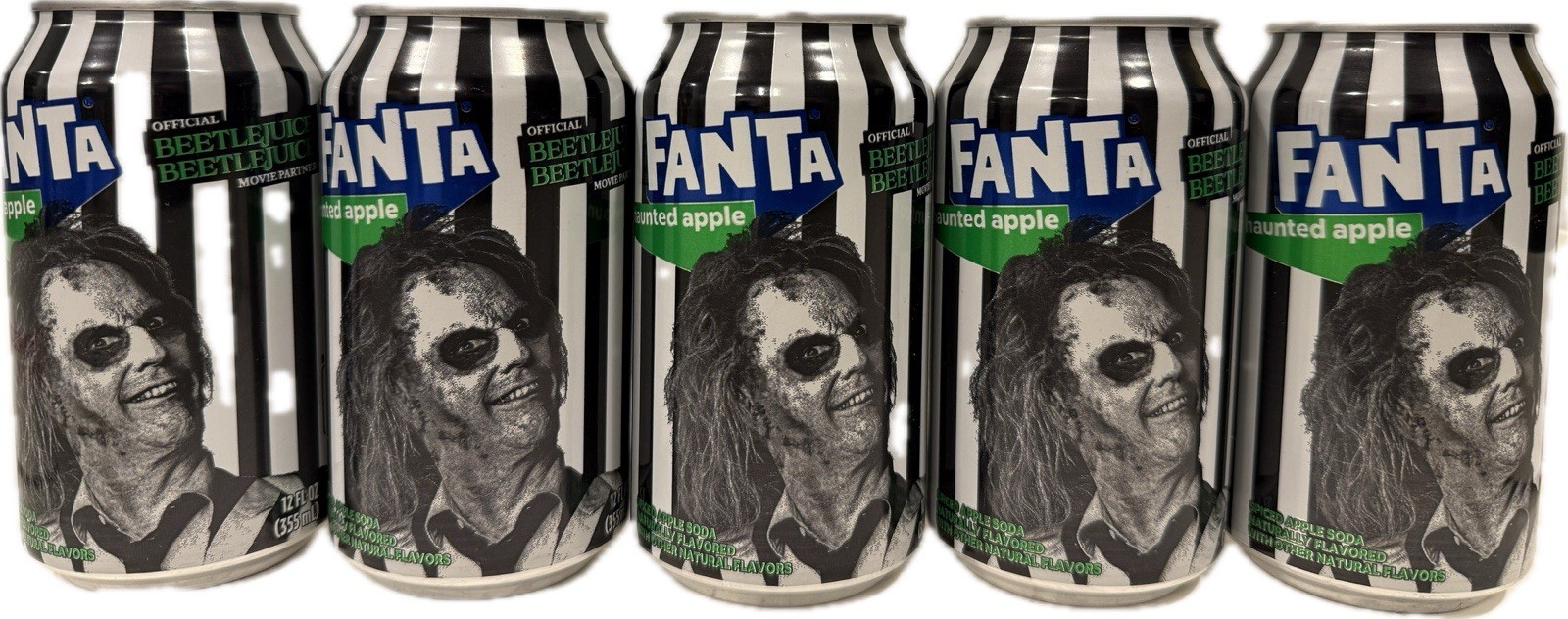 *LIMITED EDITION**SOLD OUT* Haunted Apple Fanta Beetlejuice Beetlejuice 5 Cans *LIMITED EDITION**SOLD OUT* Haunted Apple Fanta Beetlejuice Beetlejuice 5 Cans