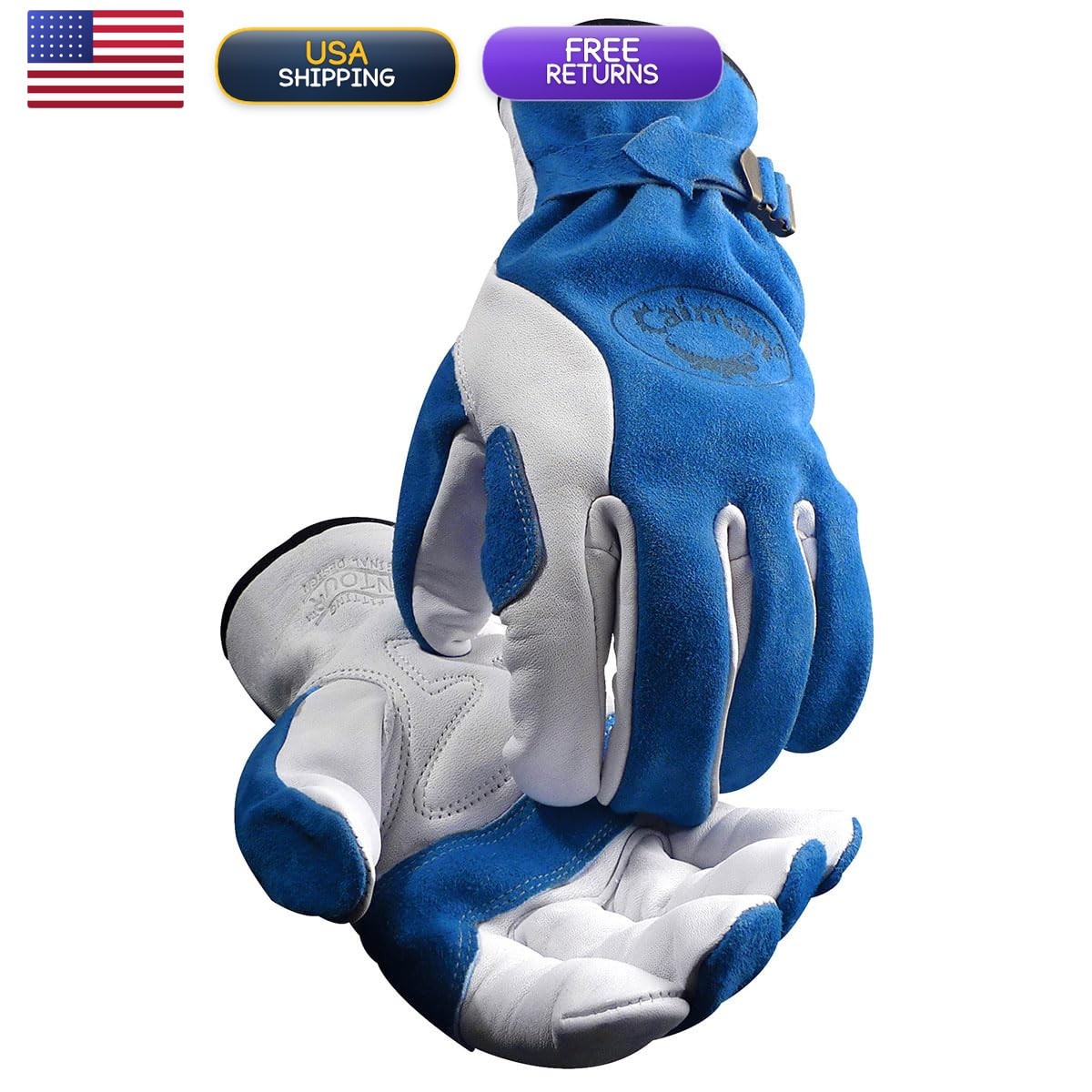 Caiman Top Grain Cowhide Driver Gloves, Blue/White, X-Large (1302-6) Caiman Top Grain Cowhide Driver Gloves, Blue/White, X-Large (1302-6)