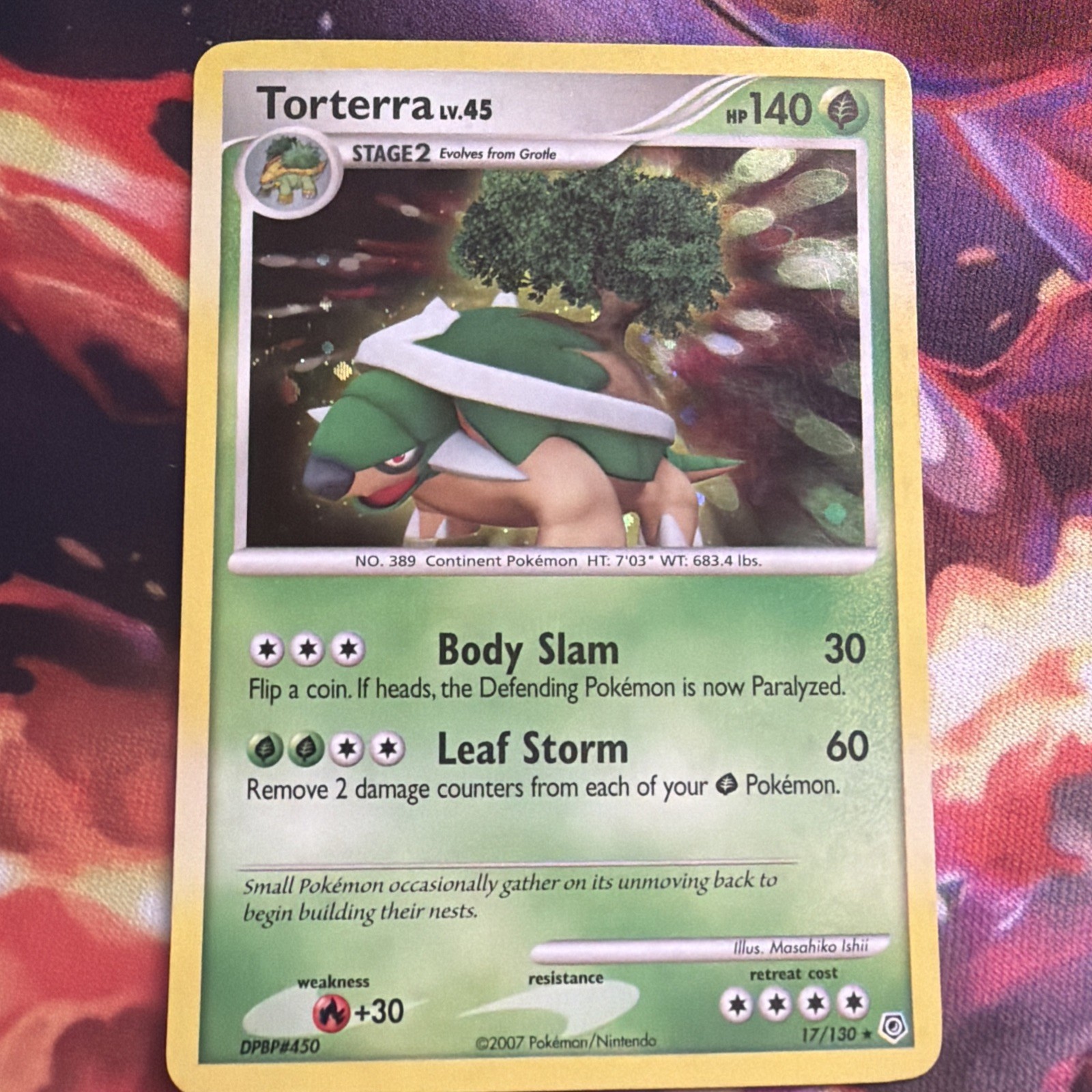 Pokémon 2007 Torterra LV.45 Holo Rare Diamond & Pearl Card 17/130