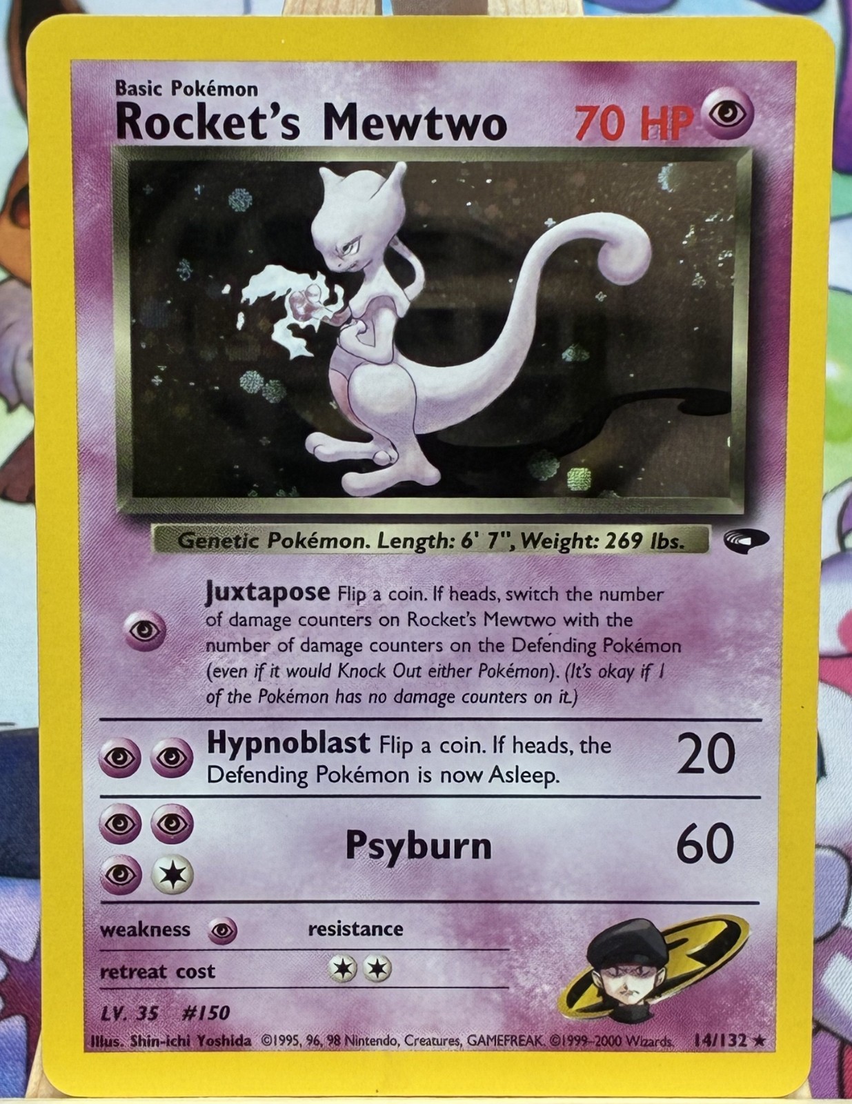 Pokemon TCG Rocket's Mewtwo 14/132 Holo Rare Unlimited VINTAGE Lightly Played