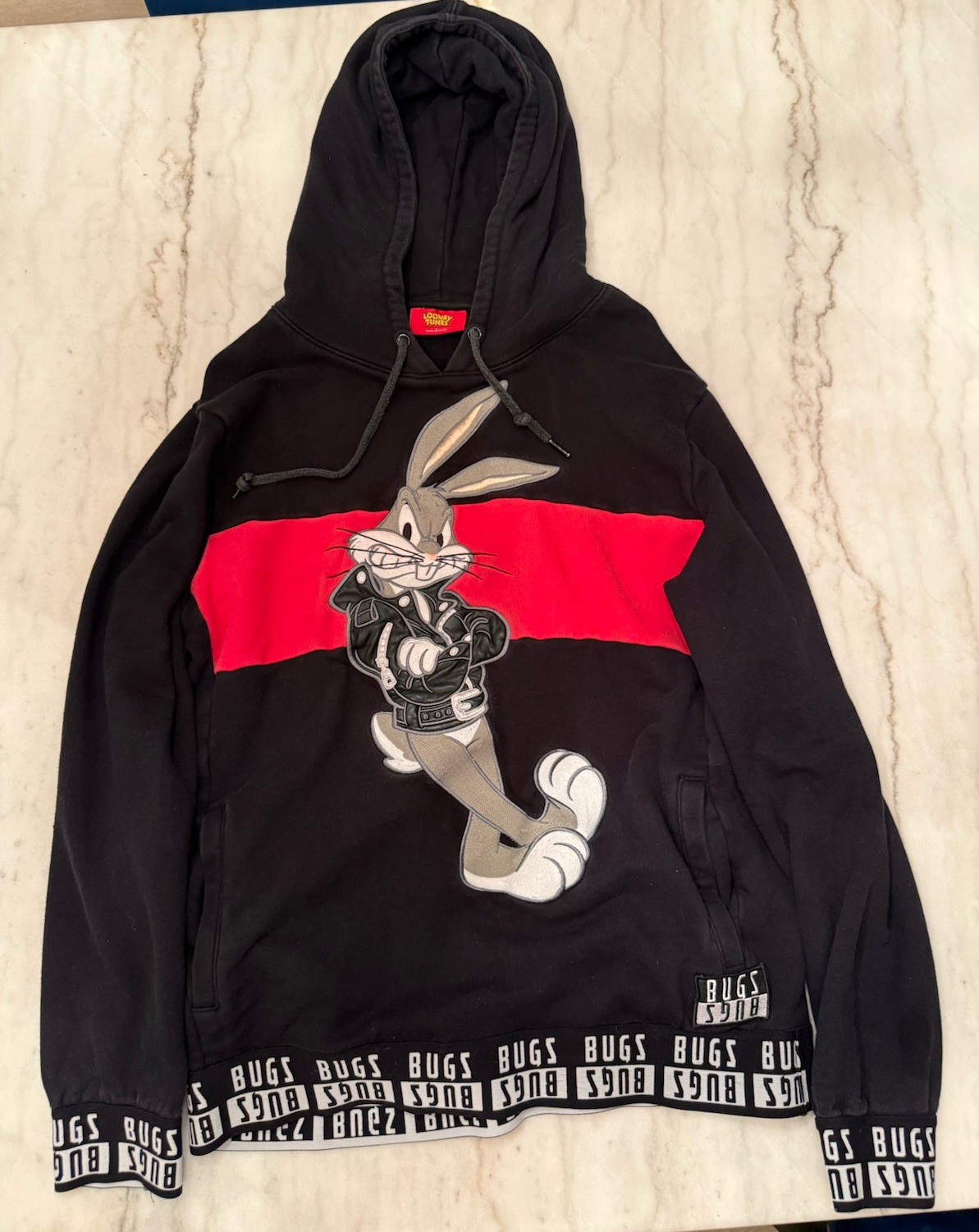 Bugs Bunny Hoodie Men’s Large Size L Looney Tunes Black Retro 90s cartoon Bugs Bunny Hoodie Men’s Large Size L Looney Tunes Black Retro 90s cartoon