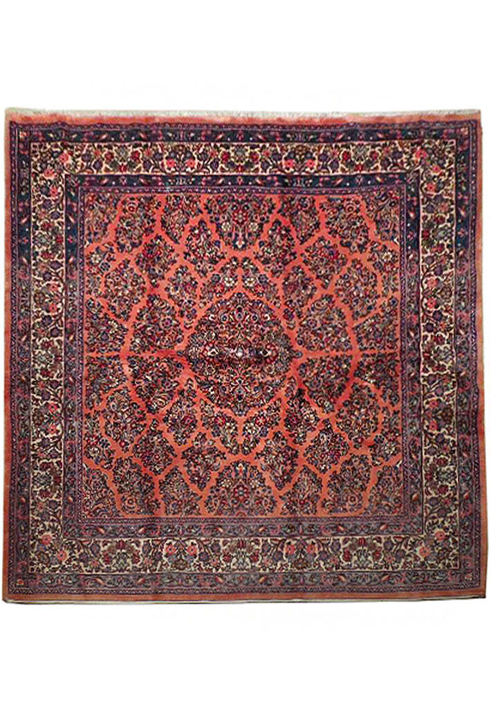 7x7\' Salmon Fine Traditional Saroouk Rug 72318
