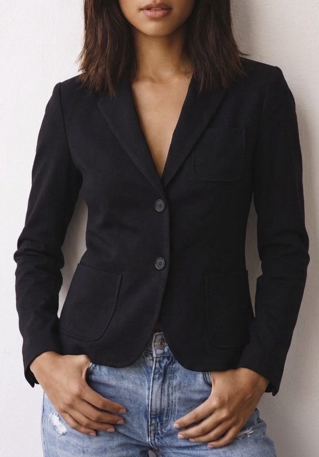 NWOT Talbots Women’s Size 8 Black Cotton Two Button Single Breasted Blazer NWOT Talbots Women’s Size 8 Black Cotton Two Button Single Breasted Blazer