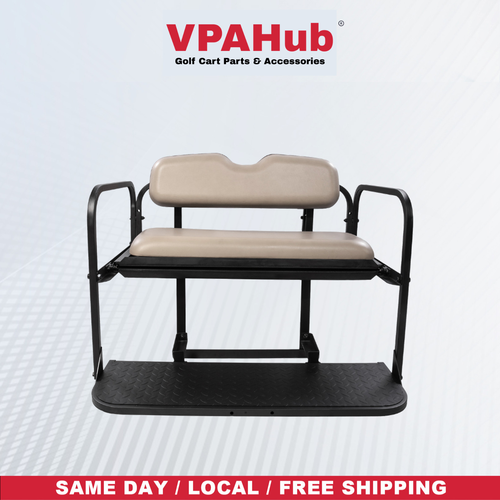 VPAHub EZGO RXV Golf Cart Flip Folding Stone Beige Rear Seat, 2008-2025 models VPAHub EZGO RXV Golf Cart Flip Folding Stone Beige Rear Seat, 2008-2025 models
