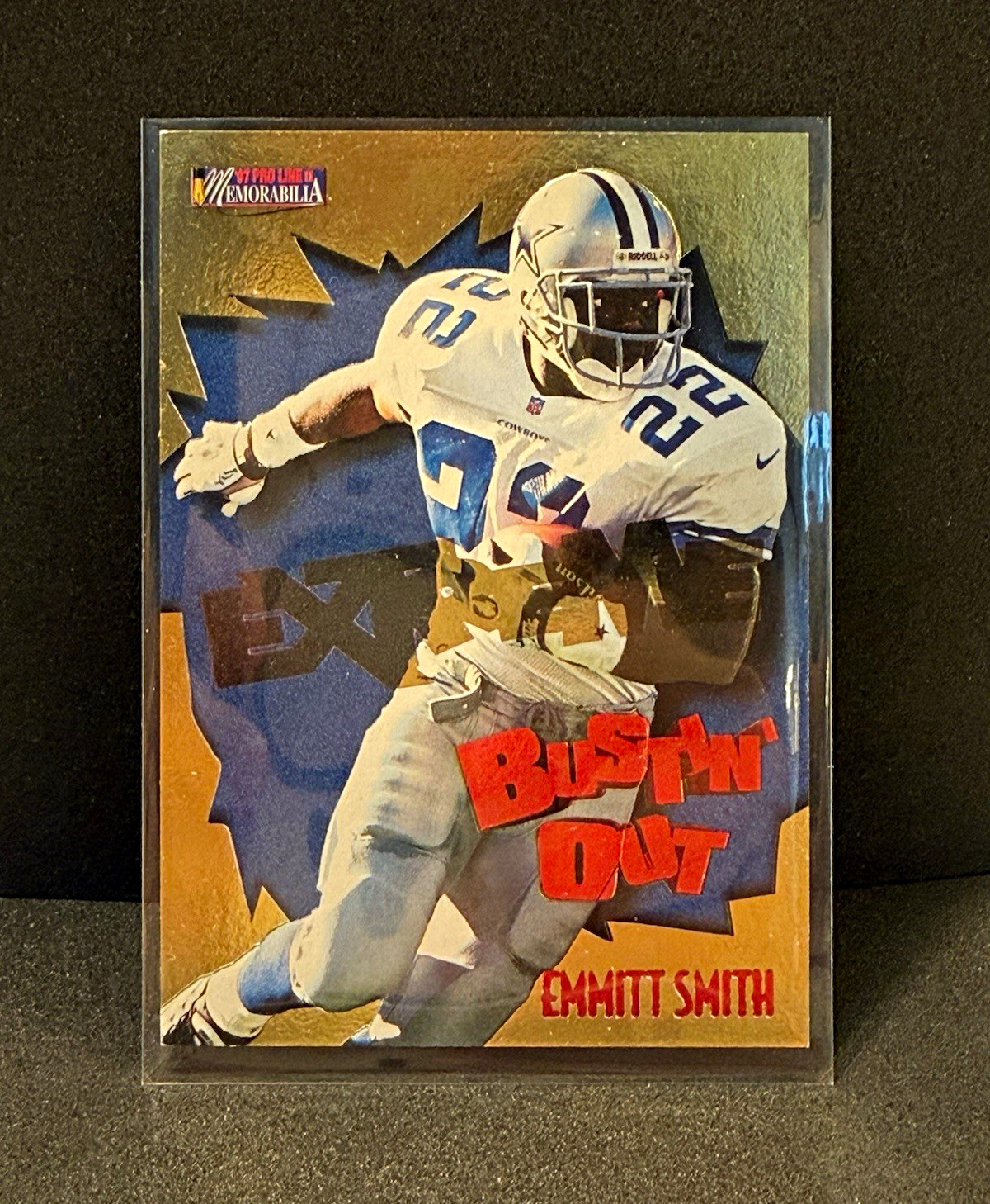 1997 Pro Line II Memorabilia Emmitt Smith Bustin\' Out #B4 Gold The Score Board
