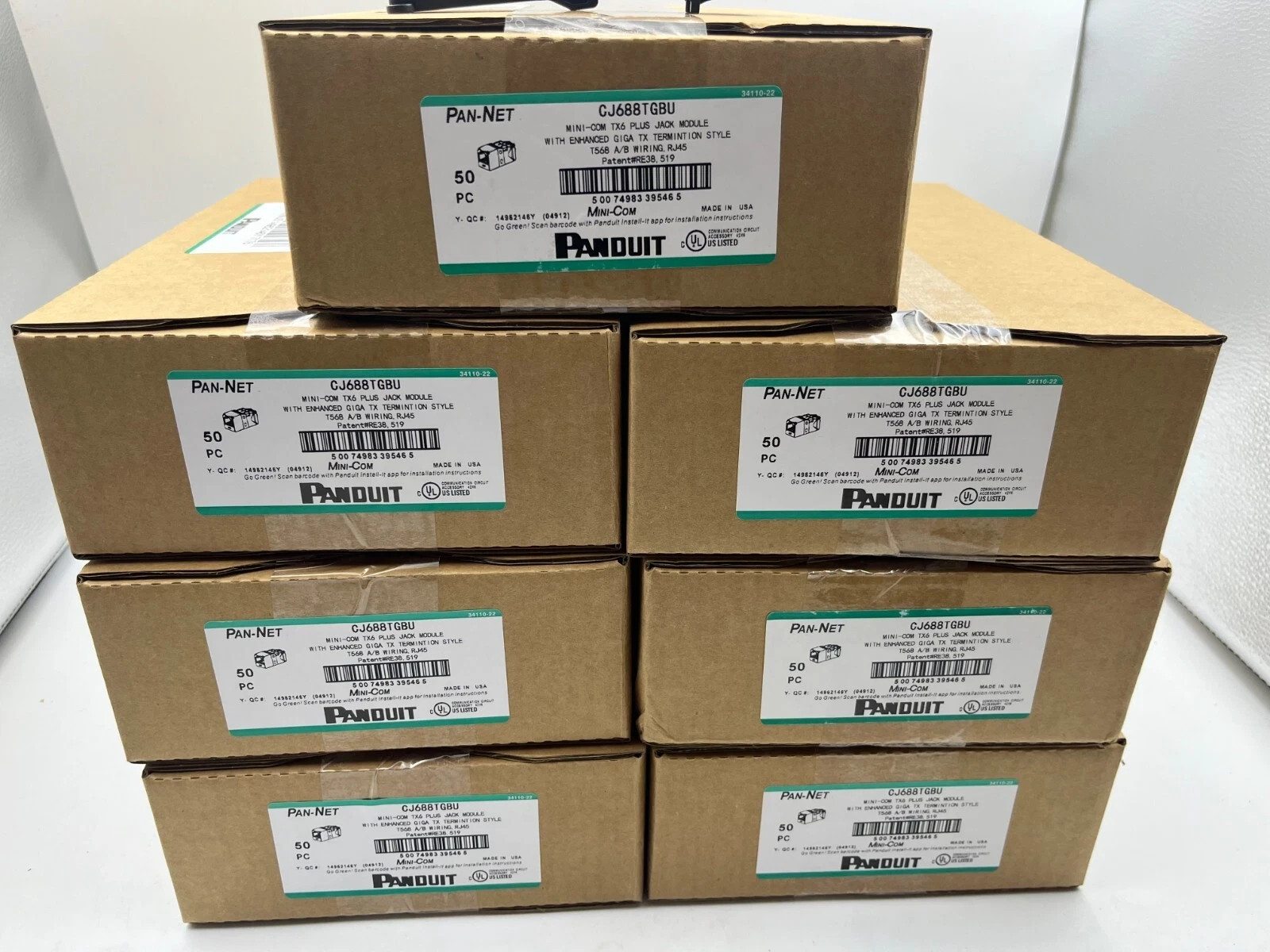 Panduit Giga TX Cat6 Network Jack Blue CJ688TGBU BOX OF 50 
