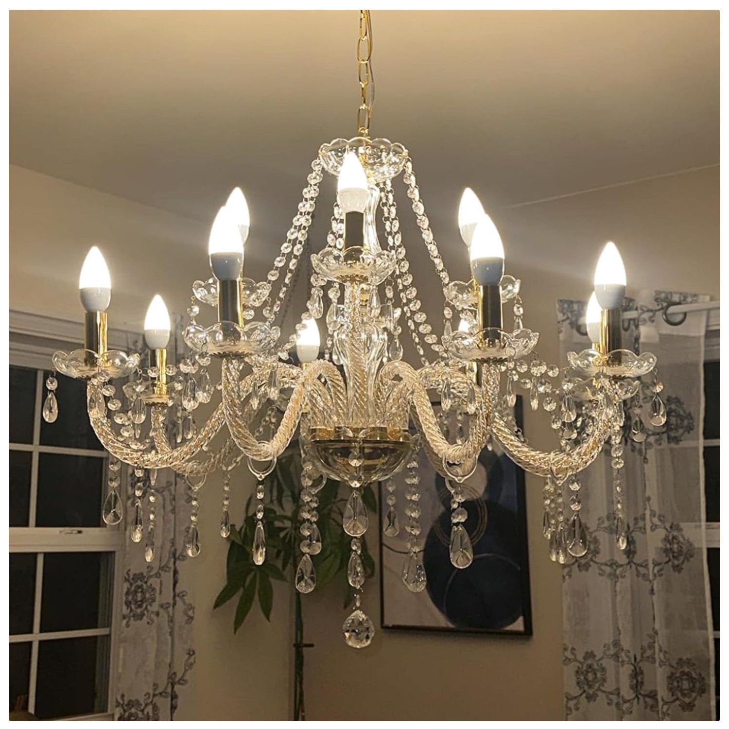 Modern Crystal Chandelier - Elegant 12-Light Pendant Fixture