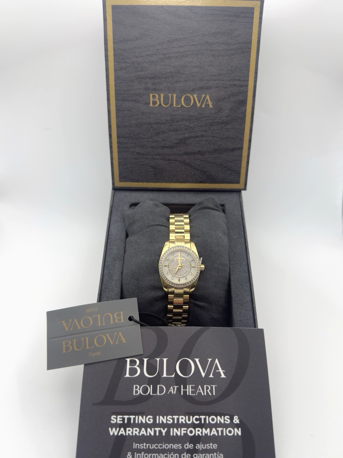 Bulova 98L315 Classic Gold Tone Stainless Steel Crystal Ladies Watch