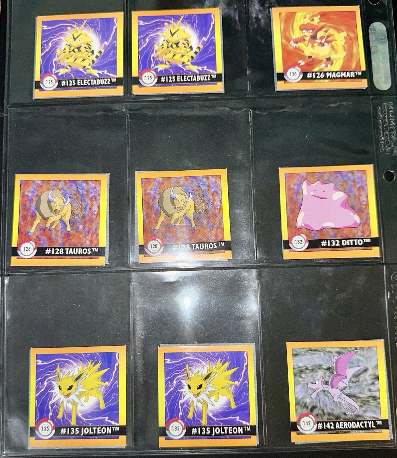 ⁠Vintage 1999 Pokémon Artbox Series 1 Base Sticker Lot 105ct Zapdos Jolteon⁠