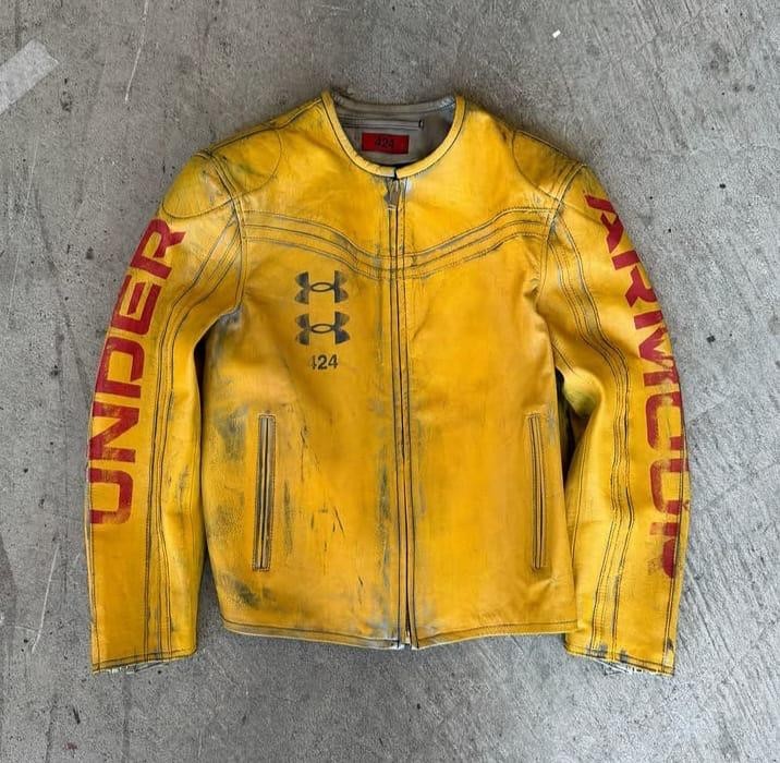 Under Armour x 424 World Cup 2026 Unisex Vintage Distressed Leather Jacket Under Armour x 424 World Cup 2026 Unisex Vintage Distressed Leather Jacket