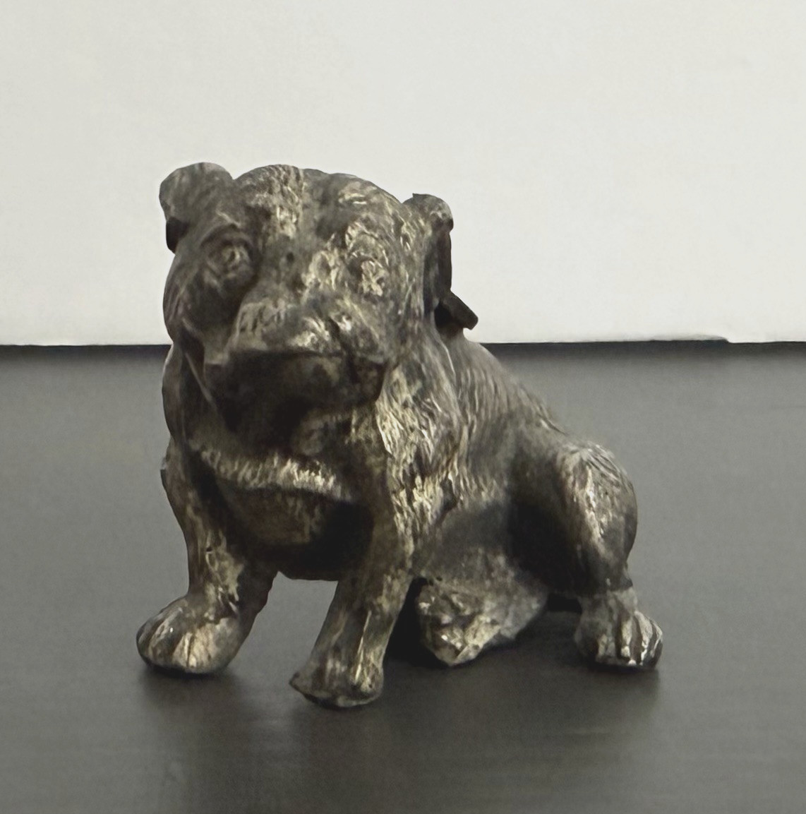 Antique YALE Bulldog Sculpture Figure w Emblem on Back Pewter Bronze 1930s-40s