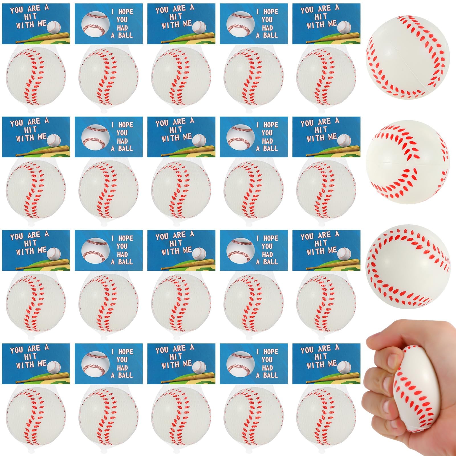 LiYiQ 24Pcs Baseball Party Favors 2.36 Inch Baseball Stress Balls Baseball Bi...