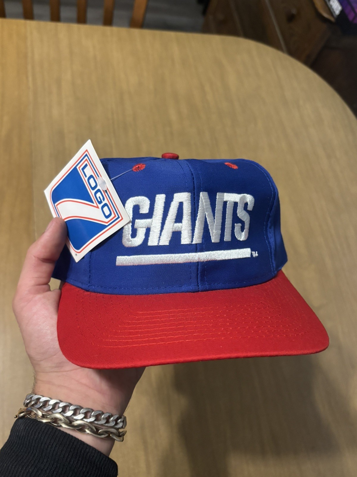 Vintage 90s New York Giants logo 7 Hat Cap Snapback Blue Red NFL NWT