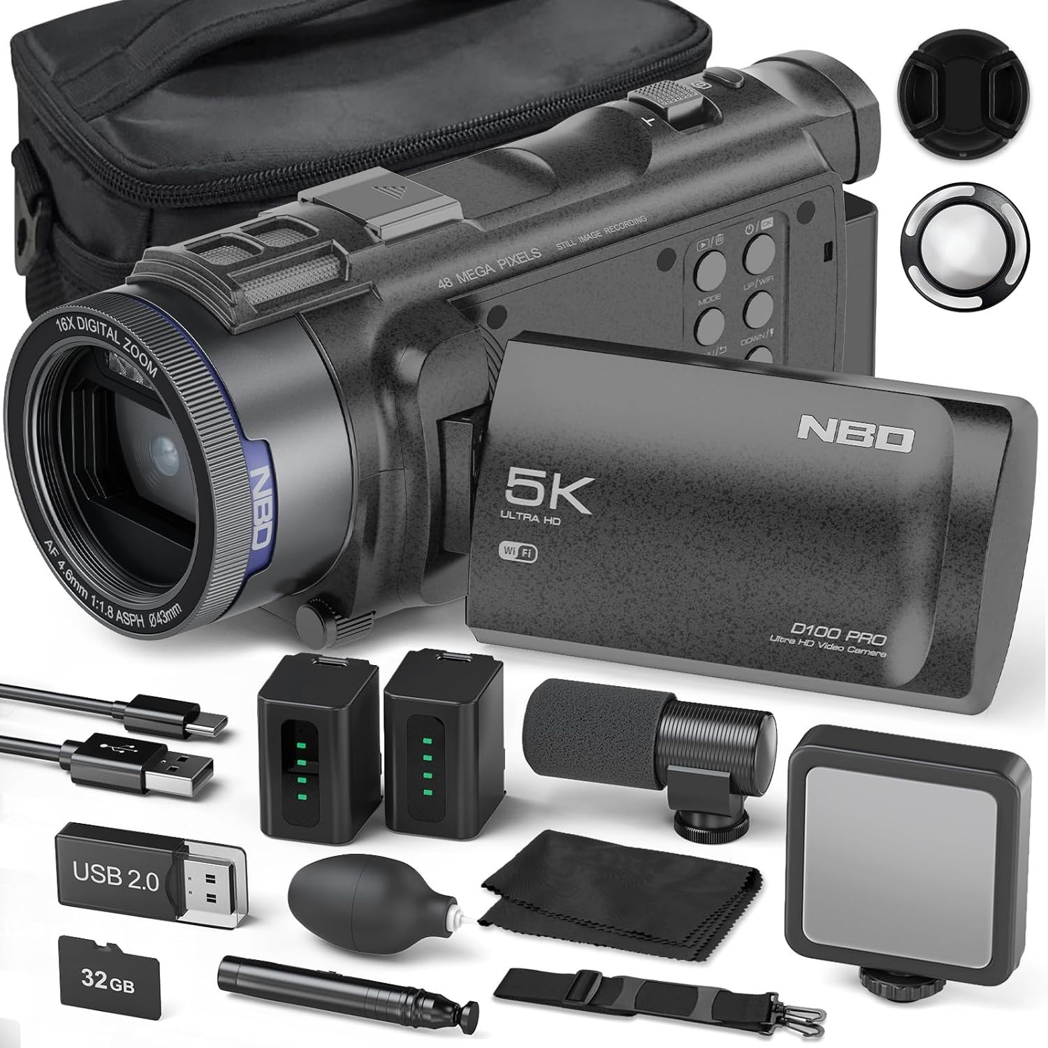 Video Camera Camcorder 5K WiFi 48MP Vlogging Camera with Microphone for YouTube Video Camera Camcorder 5K WiFi 48MP Vlogging Camera with Microphone for YouTube
