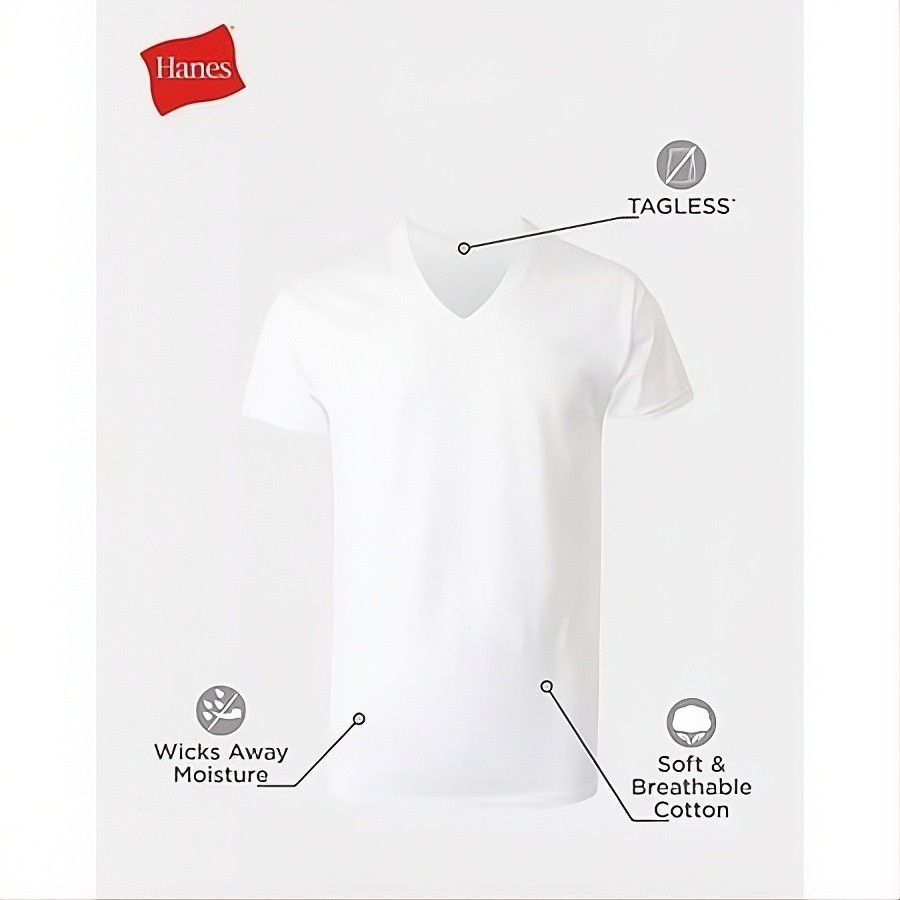 Hanes Men\'s Large V-Neck Undershirts – 6 Pack Hanes Men\'s Large V-Neck Undershirts – 6 Pack