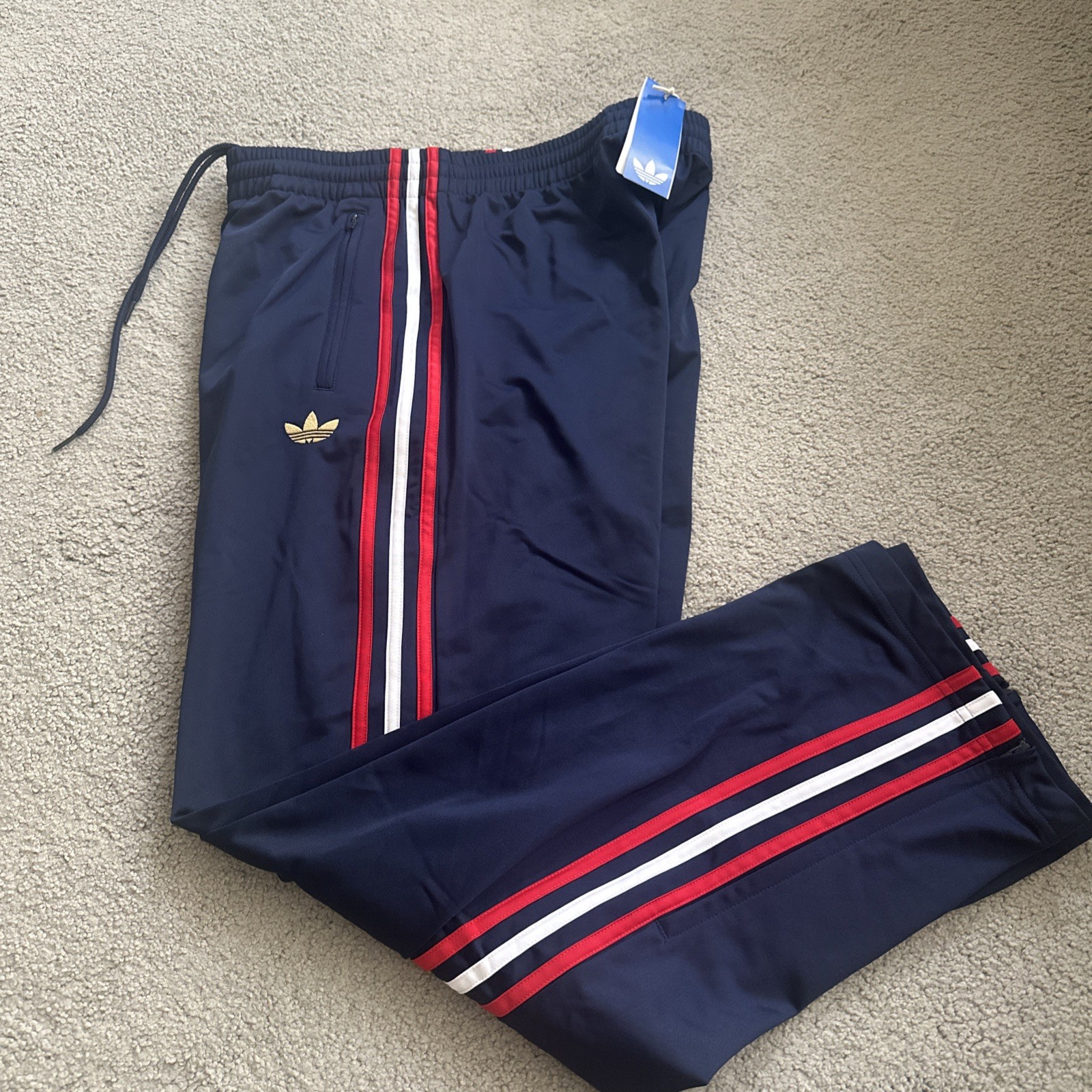 ADIDAS Original Firebird Track Pants Mens Large KD3830 Blue Red Why Zip Pockets ADIDAS Original Firebird Track Pants Mens Large KD3830 Blue Red Why Zip Pockets