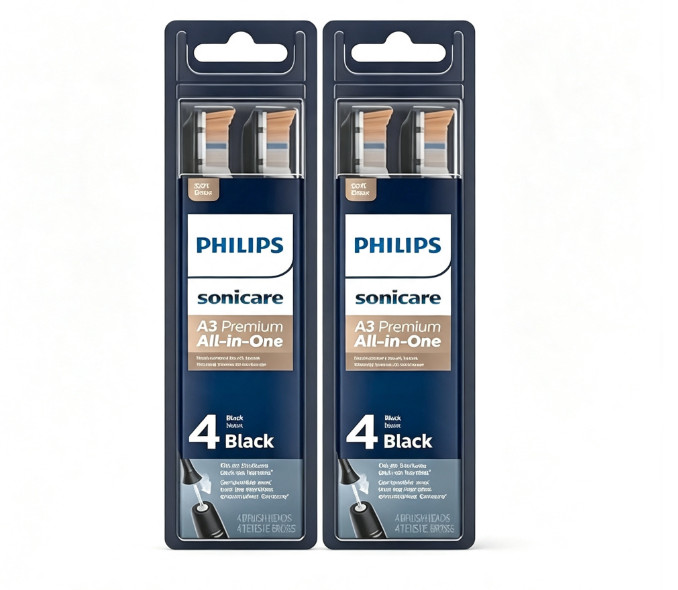 8-Pack Genuine Philip A3 Premium All-in-One Sonic Toothbrush Replacement Black