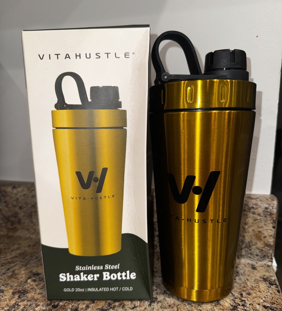 VitaHustle Stainless Steel Shaker Cup with Twist Off Cap, Leakproof,Blender Ball VitaHustle Stainless Steel Shaker Cup with Twist Off Cap, Leakproof,Blender Ball