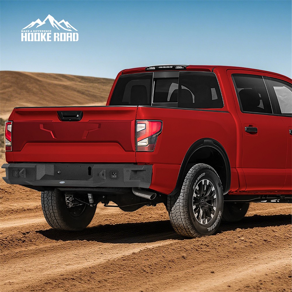 Fit 17-24 Nissan Titan Truck Off-road Steel Rear Bumper Reinforcement w/ Light