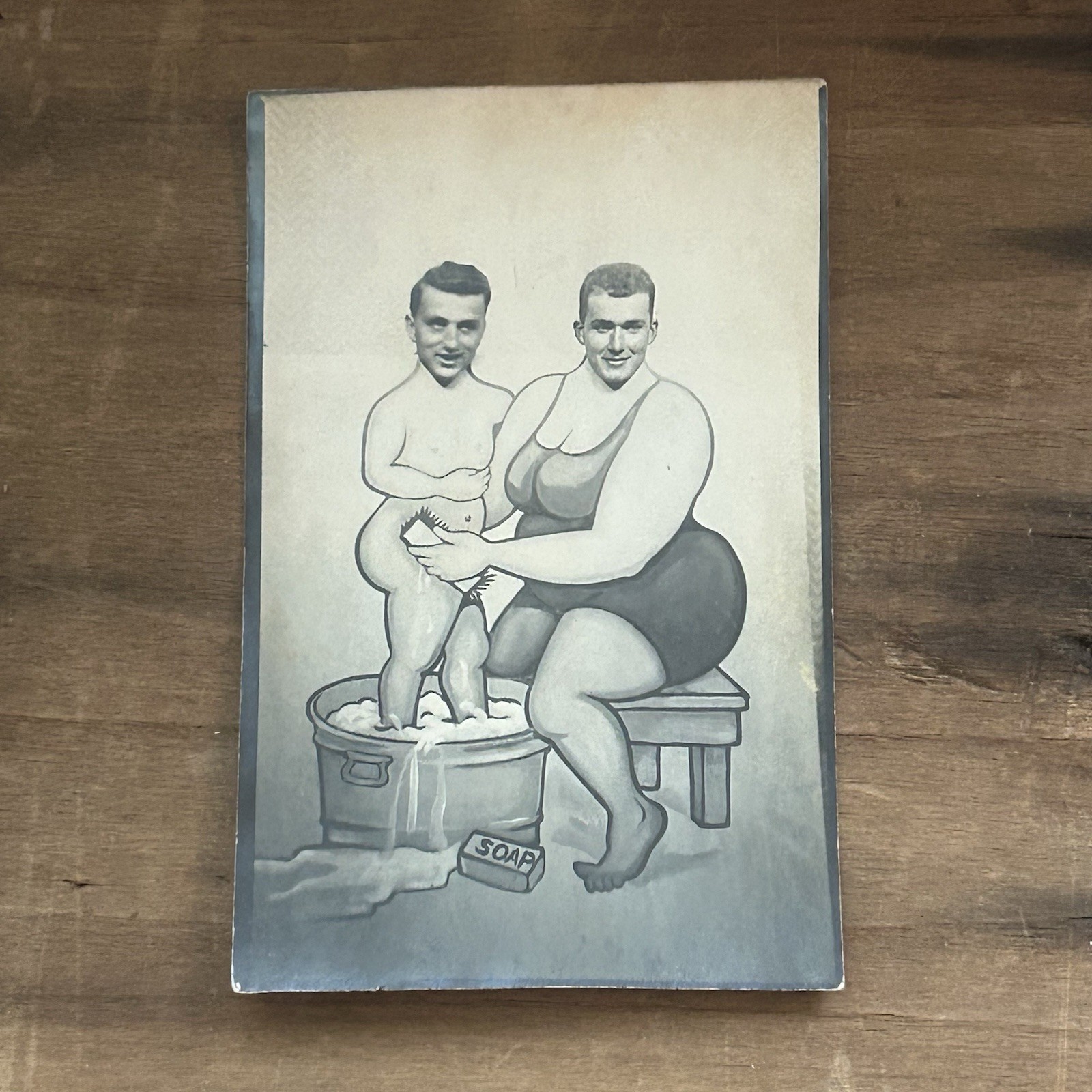 WWII Guam GI Souvenir Photo Novelty Bathing Woman Comic Pinup 1940s