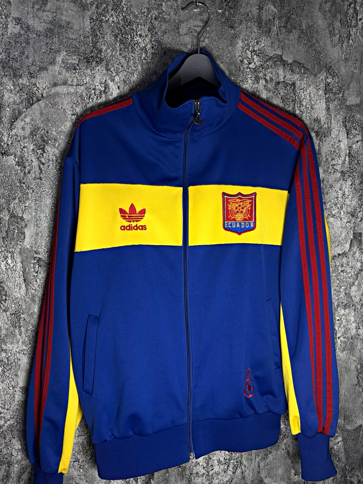 Vintage Adidas Originals Ecuador Track Top Jacket Blue Yellow Trefoil Men\'s L