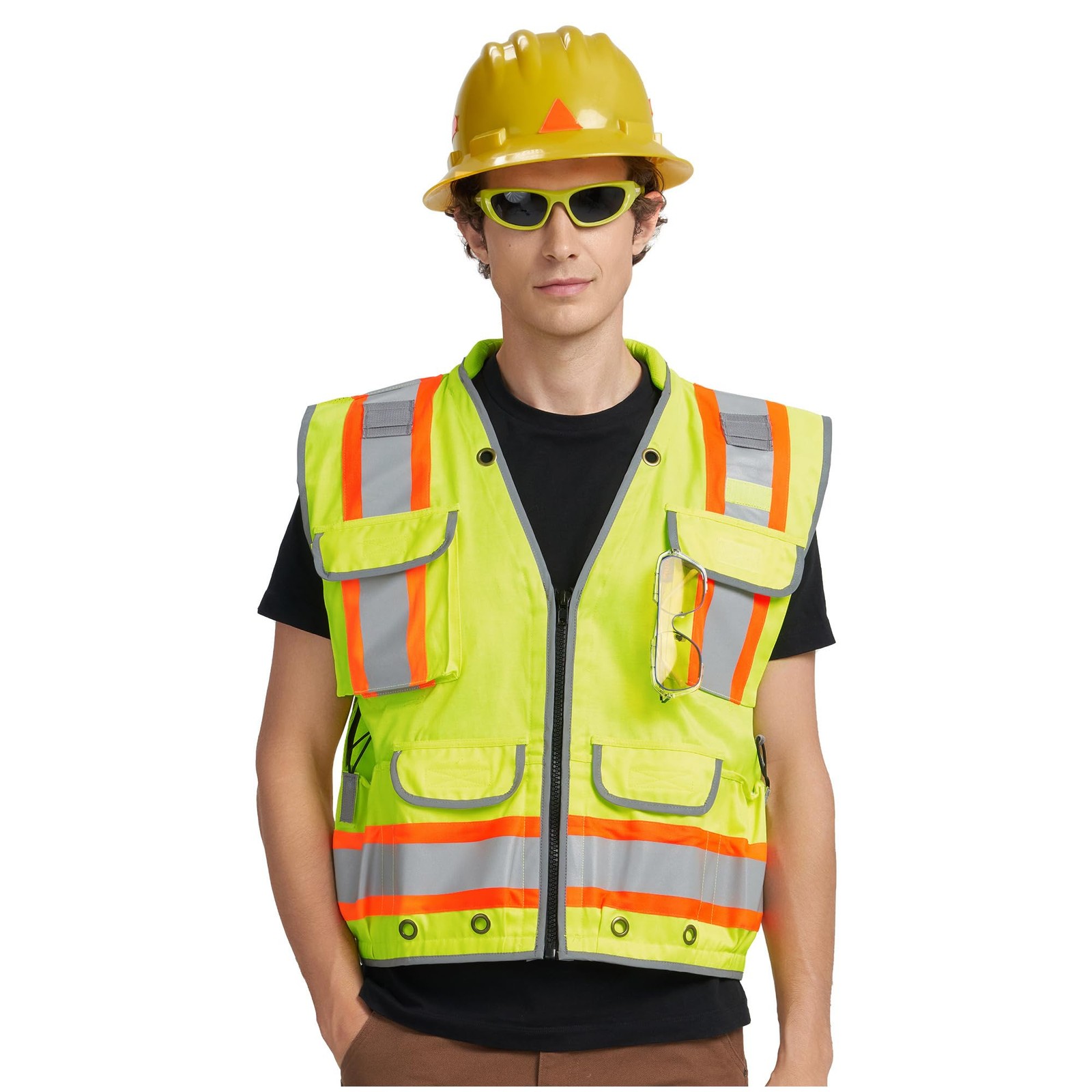 AYKRM High Vis Reflective Work Security Construction Safety Vest Men Class 2 AYKRM High Vis Reflective Work Security Construction Safety Vest Men Class 2