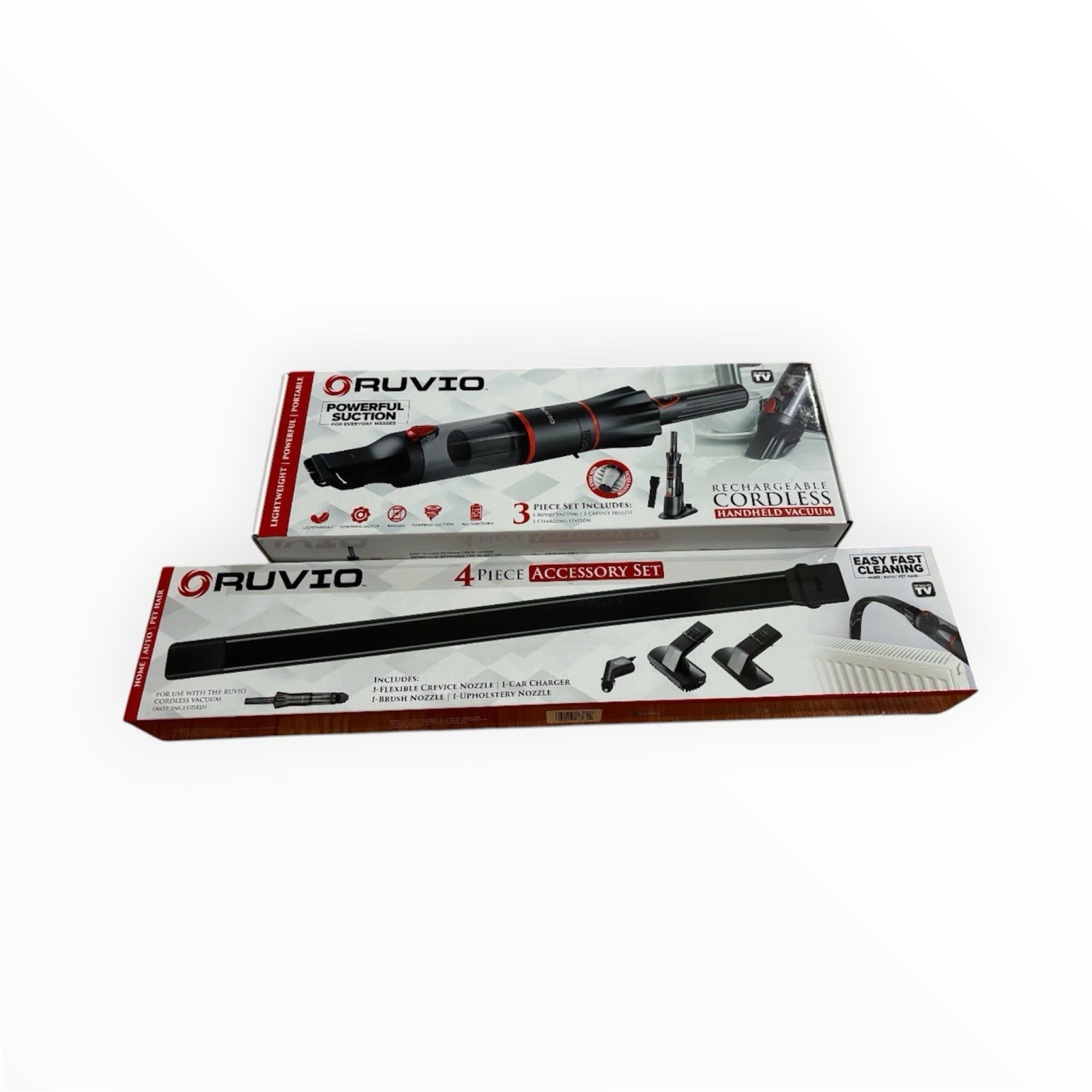 New - Ruvio Rechargeable Cordless Handheld Vacuum 4 Piece Accessory Kit Included New - Ruvio Rechargeable Cordless Handheld Vacuum 4 Piece Accessory Kit Included