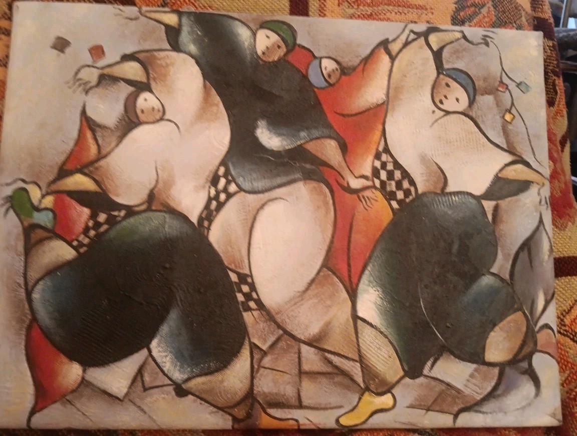 DAVID SCHLUSS Embellished Serigraph Canvas 12x16 Unframed Texture Added Unsigned